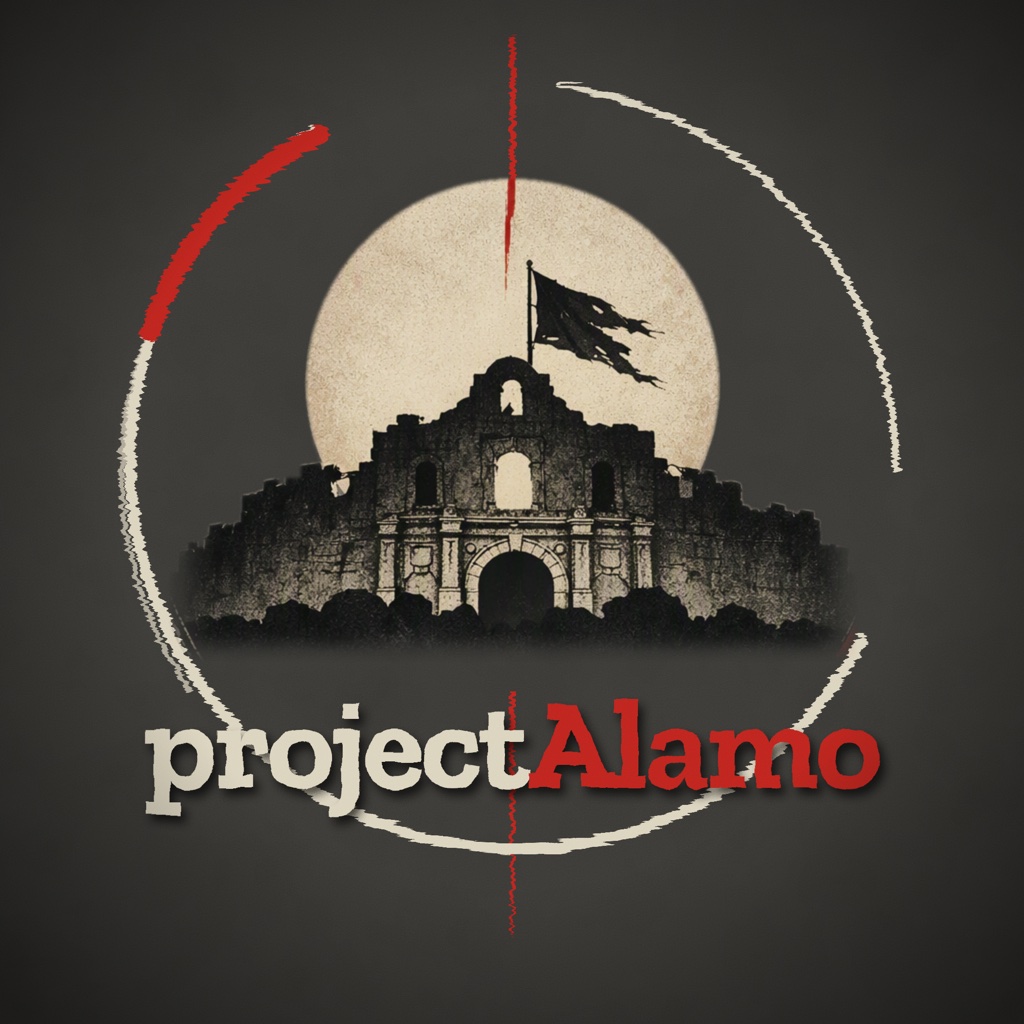 projectAlamo logo: a fortress silhouette against a pale moon inside a hand-drawn target